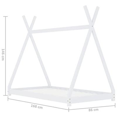 Kinderbedframe massief grenenhout wit 80x160 cm
