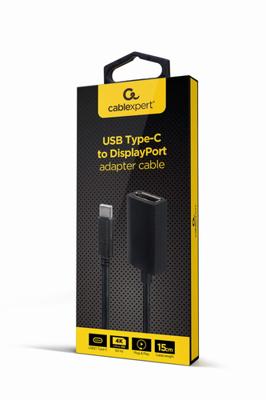Gembird USB-C naar DisplayPort adapter, 4K, 15 cm, zwart Gembird USB-C naar DisplayPort adapter, 4K, 15 cm, zwart