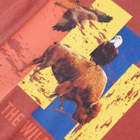 Kindershirt met lange mouwen rund en vogelprint 92 hennakleurig - thumbnail