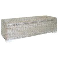 Opbergbox 110 cm natuurlijk kubu rattan & massief mahoniehout wit - thumbnail