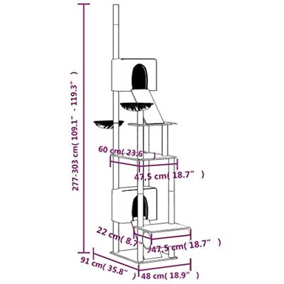 VidaXL Kattenmeubel vloer tot plafond 277-303 cm crèmekleurig - thumbnail