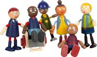 Small Foot houten poppenhuis familie met rolstoel, 6st. - thumbnail
