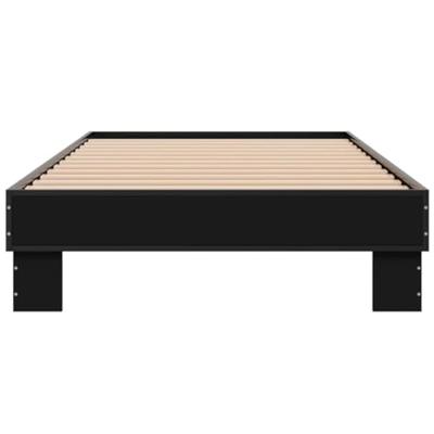 Bedframe bewerkt hout en metaal zwart 90x200 cm