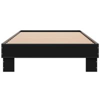 Bedframe bewerkt hout en metaal zwart 90x200 cm - thumbnail