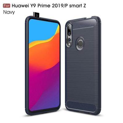 Geborsteld textuur koolstofvezel TPU Case voor Huawei Y9 Prime 2019/P Smart Z (marineblauw)
