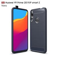 Geborsteld textuur koolstofvezel TPU Case voor Huawei Y9 Prime 2019/P Smart Z (marineblauw) - thumbnail
