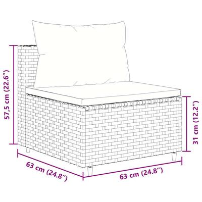 4-delige Loungeset met kussens poly rattan grijs