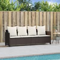 Ligbed met kussens poly rattan bruin - thumbnail