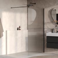 BRAUER Oblivion Flow inloopdouche helder ribbelglas 120x200 incl. glascoating Mat Zwart - thumbnail