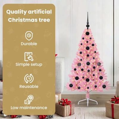 VidaXL Kunstmatig voorverlicht kerstboom met 150 led roze 120 cm pvc