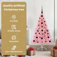 VidaXL Kunstmatig voorverlicht kerstboom met 150 led roze 120 cm pvc - thumbnail