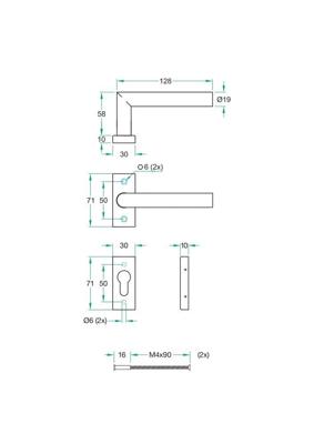 Krukgarn TIPO rvs mat rechthoekig rozet PC