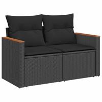 7-delige Loungeset met kussens poly rattan acacia zwart - thumbnail