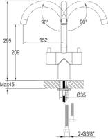 Ben Lavion draaibare wastafelkraan gestructureerd zwart - thumbnail
