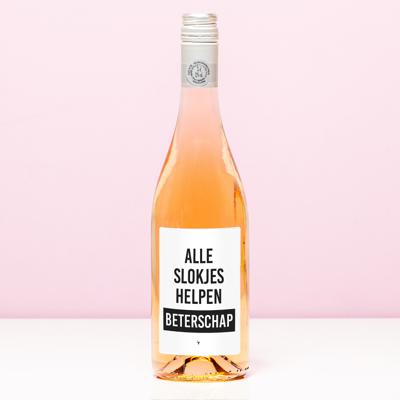 Wijnfles Beterschap alle slokjes helpen - Rosé (Blush Rosé)