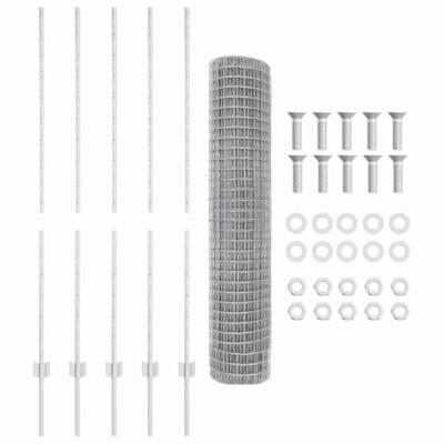 VidaXL Hek met paal zilver 1,4 x 10 m staal