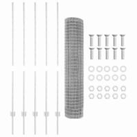 VidaXL Hek met paal zilver 1,4 x 10 m staal - thumbnail