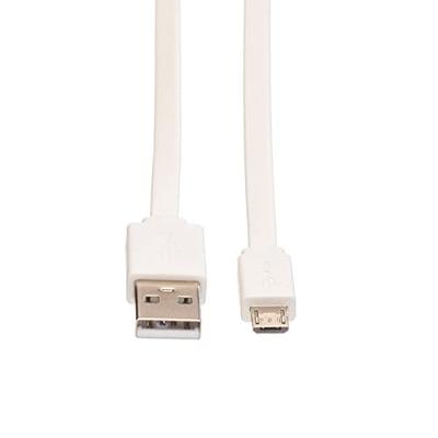 ROLINE USB 2.0 Kabel, USB A Male - Micro USB B Male, wit, 1 m