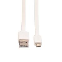 ROLINE USB 2.0 Kabel, USB A Male - Micro USB B Male, wit, 1 m - thumbnail
