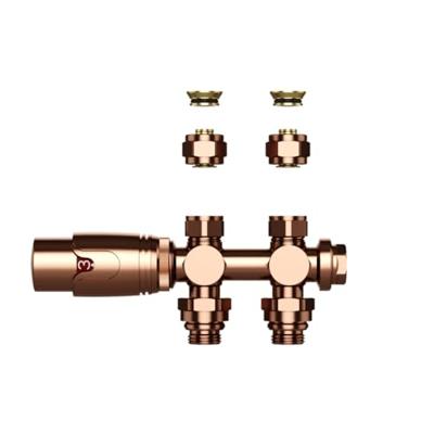 Belrad Radiatorkraan - 19.8x4.3 - thermostatisch - muur- en vloeraansluting - 1/2MX16/2 M30 - geborsteld koper BLR305