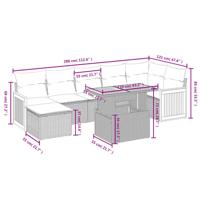 8-delige Loungeset met kussens poly rattan beige - thumbnail