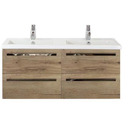 Seville Badmeubelset 120 cm - 4 Laden Natuur Eiken - Wastafel Djazz Dubbel