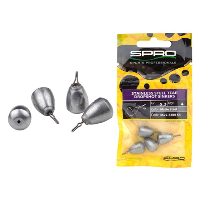 Spro Stainless Steel Dropshot Sinkers Matt Steel 7.2 gr 4st.