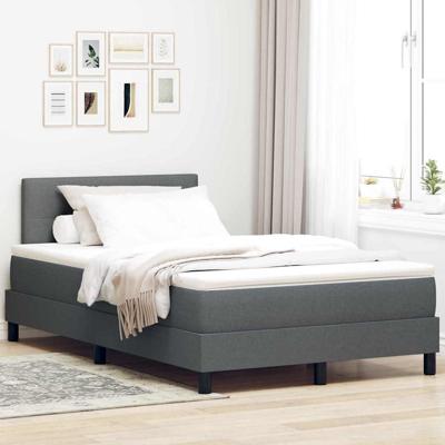 Boxspringbed met matras Donkergrijs 120 x 190 cm Stof
