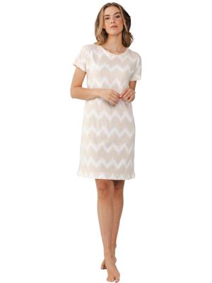 Duurzaam nachthemd beige zigzag Duurzaam nachthemd beige zigzag