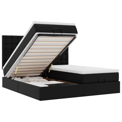 Ottoman bed met matrassen en LED's 200x200cm kunstleer zwart