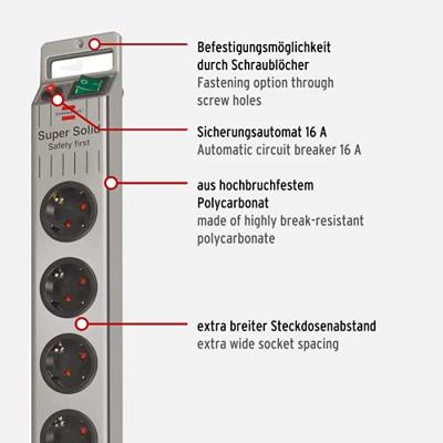 Brennenstuhl Stekkerdoos SuperSolid Line | 8 voudig | 1153340118 - 1153340118