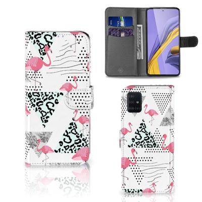 Samsung Galaxy A51 | Telefoonhoesje | Met pasjeshouder | Flamingo Triangle