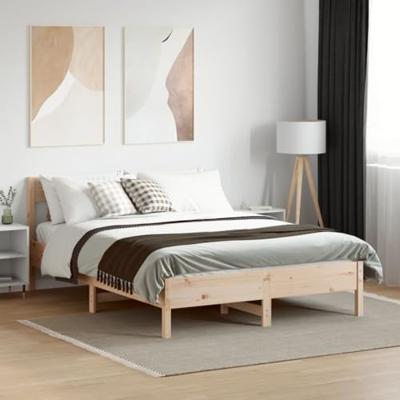 Bedframe met hoofdbord massief grenenhout 120x200 cm - thumbnail
