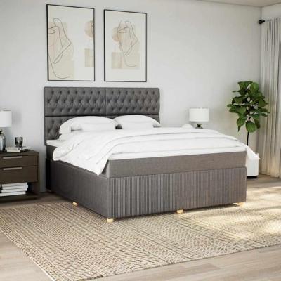 Boxspring met matras stof taupe 180x200 cm