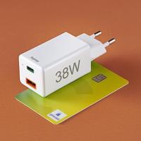 Hama Snellader 1x USB-C PD 1x USB-A QC Mini-oplader 38 W Wit - thumbnail