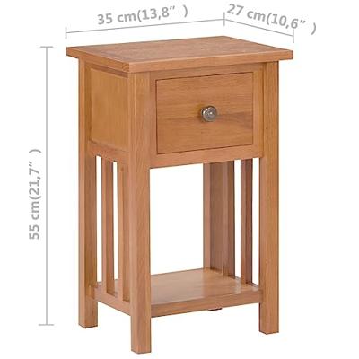 Bijzettafel met lade 35x27x55 cm massief eikenhout