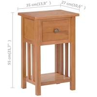 Bijzettafel met lade 35x27x55 cm massief eikenhout - thumbnail