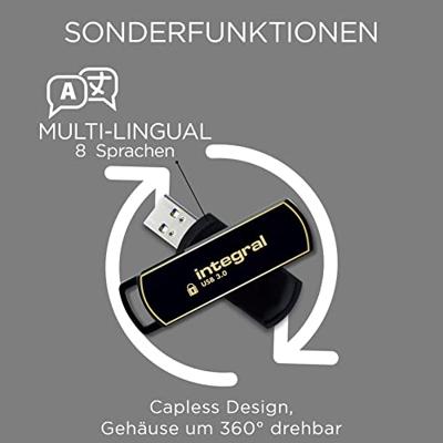 USB-stick Integral 3.0 Secure 360 64GB zwart USB-stick Integral 3.0 Secure 360 64GB zwart