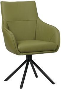 Groene leren industriële draaibare eetkamerstoel Fancy - Toledo Leer Apple Green (groen leer)