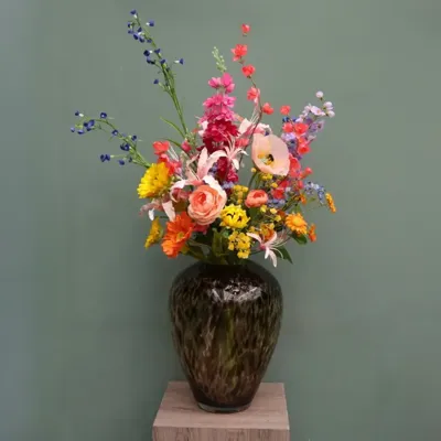 Zijden Veldboeket Bont Gekleurd