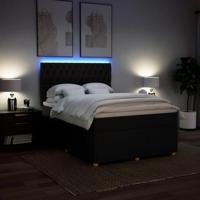 Boxspring met matras stof zwart 140x190 cm - thumbnail