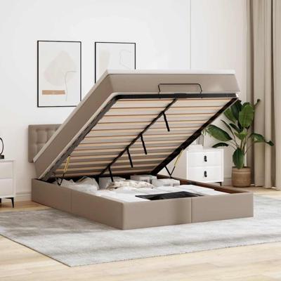 Ottoman bed met matras 140x190cm kunstleer cappuccinokleurig