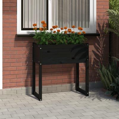 VidaXL Plantenbak 78x40x81 cm massief grenenhout zwart