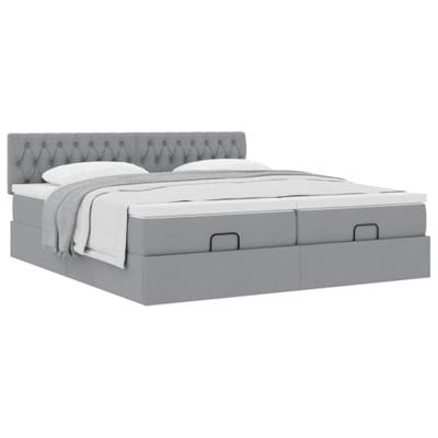Ottoman bed met matrassen 160x200cm stof lichtgrijs