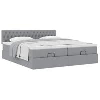 Ottoman bed met matrassen 160x200cm stof lichtgrijs - thumbnail