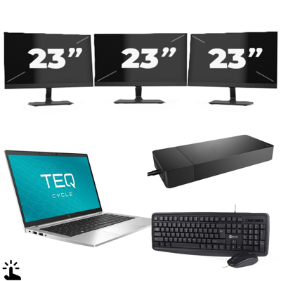 HP EliteBook 840 G7 - Intel Core i7-10e Generatie - 14 inch - Touch - 8GB RAM - 256GB SSD - Windows 11 + 3x 23 inch Monitor HP EliteBook 840 G7 - Intel Core i7-10e Generatie - 14 inch - Touch - 8GB RAM - 256GB SSD - Windows 11 + 3x 23 inch Monitor