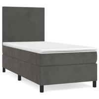 Boxspring met matras fluweel donkergrijs 90x200 cm - thumbnail
