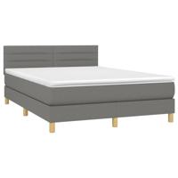 Boxspring met matras stof donkergrijs 160x200 cm - thumbnail