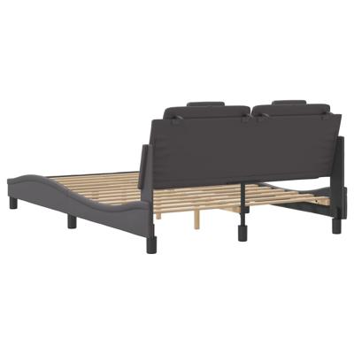 Bedframe met hoofdbord kunstleer grijs 140x200 cm