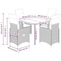 5-delige Bistroset met kussens poly rattan zwart - thumbnail